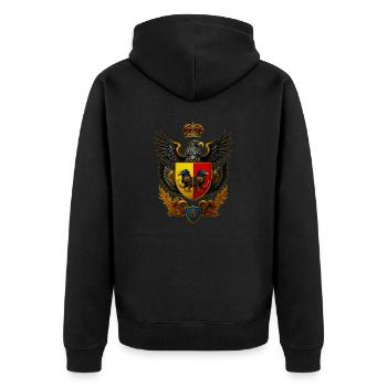 Wappen mit Adler - Unisex Premium Bio Zip Hoodie - Schwarz - Hinten - Nico (187cm)