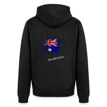 Australien Splash Kleks Retro Look Australia - Unisex Premium Bio Zip Hoodie - Schwarz - Hinten - Nico (187cm)