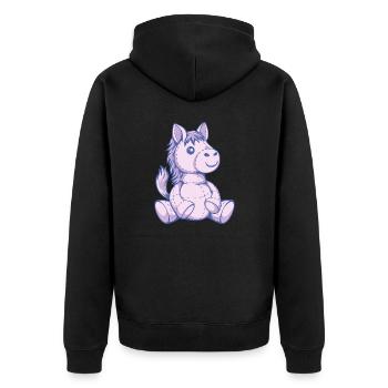 cute stuffed animal horse - Unisex Premium Organic Zip Hoodie - black - Back - Nico (187cm)