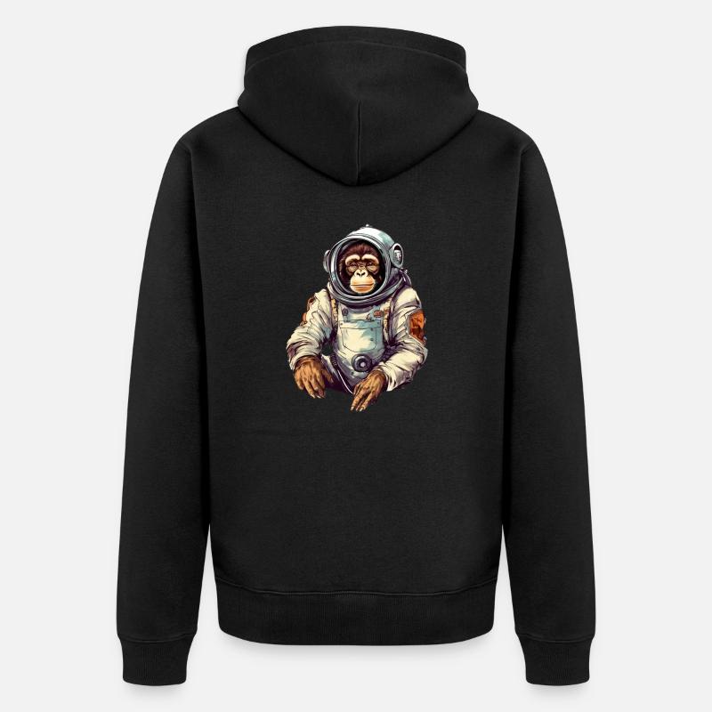Space Monkey Retro Dessin - Veste à capuche bio Premium Unisexe - noir