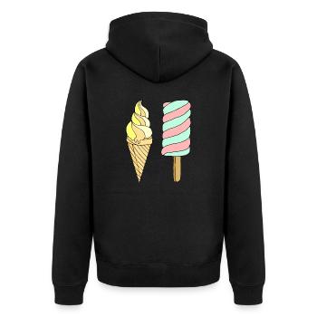 Eis - Unisex Premium Bio Zip Hoodie - Schwarz - Hinten - Nico (187cm)