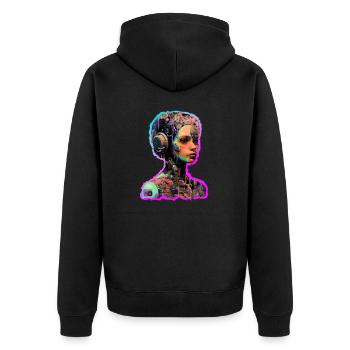 Abstrakte Frau - Unisex Premium Bio Zip Hoodie - Schwarz - Hinten - Nico (187cm)