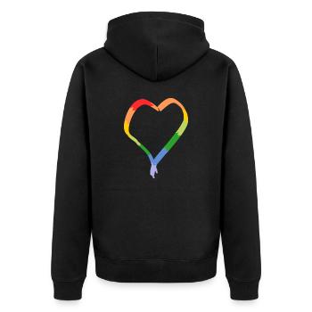 Cœur arc-en-ciel dessiné - Veste à capuche bio Premium Unisexe - noir - Dos - Nico (187cm)