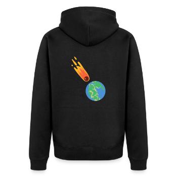hugadino meteorite hits pangea, dino, dinosaur - Unisex Premium Organic Zip Hoodie - black - Back - Nico (187cm)