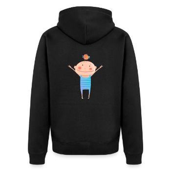 Vogel - Unisex Premium Bio Zip Hoodie - Schwarz - Hinten - Nico (187cm)