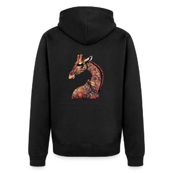 Minmi, die Giraffe - Unisex Premium Bio Zip Hoodie - Schwarz - Hinten - Nico (187cm)