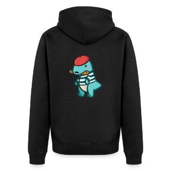 hugadino dino embrace, cute dinosaur - Unisex Premium Organic Zip Hoodie - black - Back - Nico (187cm)