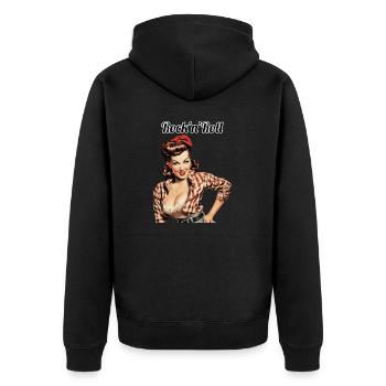 Pinup - Unisex Premium Bio Zip Hoodie - Schwarz - Hinten - Nico (187cm)