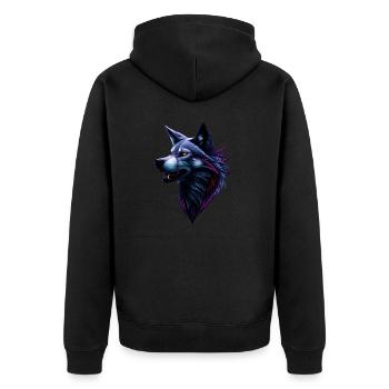 Wolf - Unisex Premium Organic Zip Hoodie - black - Back - Nico (187cm)