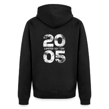 Limited Edition 2005 Geburtstag Geschenk - Unisex Premium Bio Zip Hoodie - Schwarz - Hinten - Nico (187cm)