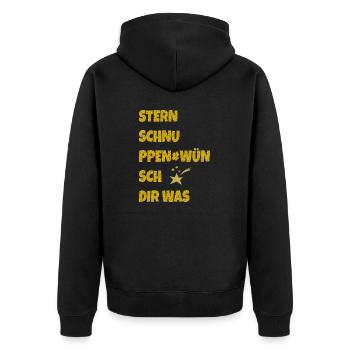 sternschnuppen wünsch dir was - Unisex Premium Bio Zip Hoodie - Schwarz - Hinten - Nico (187cm)