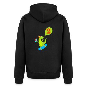 2nd Birthday Cute Dinosaur - Unisex Premium Organic Zip Hoodie - black - Back - Nico (187cm)