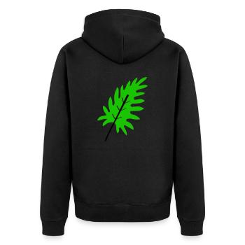 blatt 2 - Unisex Premium Bio Zip Hoodie - Schwarz - Hinten - Nico (187cm)
