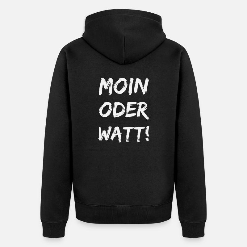 moin oder watt - Unisex Premium Bio Zip Hoodie - Schwarz