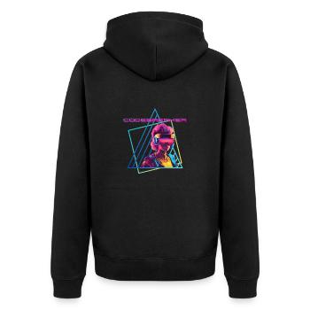 Codebreaker - Unisex Premium Organic Zip Hoodie - black - Back - Nico (187cm)