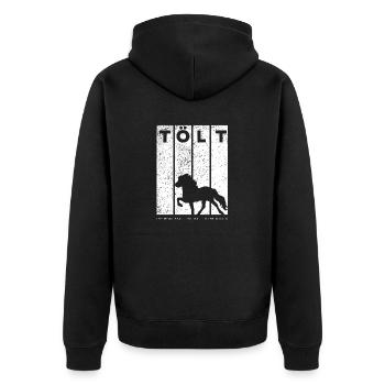 Tölt - the most beautiful gait in the world - Unisex Premium Bio Zip Hoodie - Schwarz - Hinten - Nico (187cm)