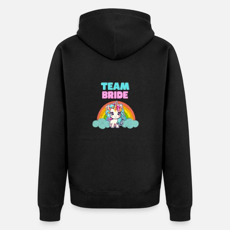 "Team Bride" Einhorn-Design - Unisex Premium Bio Zip Hoodie - Schwarz