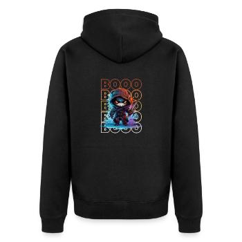 Chibi Swing & Booo! Verspieltes Reaper-T-Shirt!" - Unisex Premium Bio Zip Hoodie - Schwarz - Hinten - Nico (187cm)