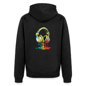 Headphones - Unisex Premium Organic Zip Hoodie - black - Back - Nico (187cm)