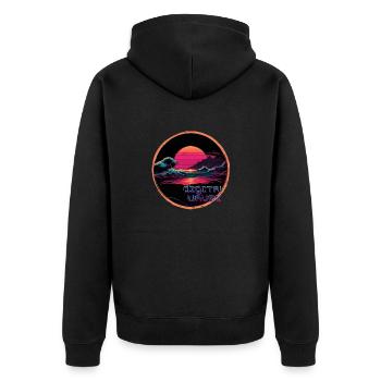 Digital Waves - Unisex Premium Bio Zip Hoodie - Schwarz - Hinten - Nico (187cm)