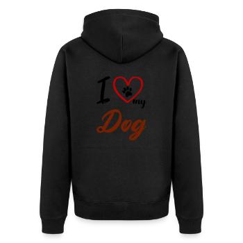 i love my dog 02 - Unisex Premium Bio Zip Hoodie - Schwarz - Hinten - Nico (187cm)