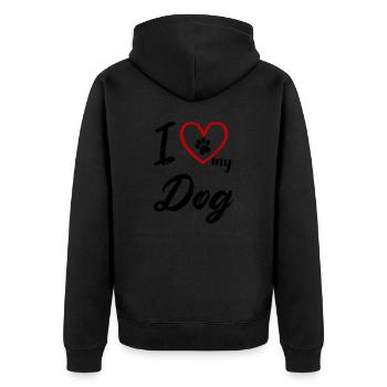 i love my dog 01 - Unisex Premium Bio Zip Hoodie - Schwarz - Hinten - Nico (187cm)