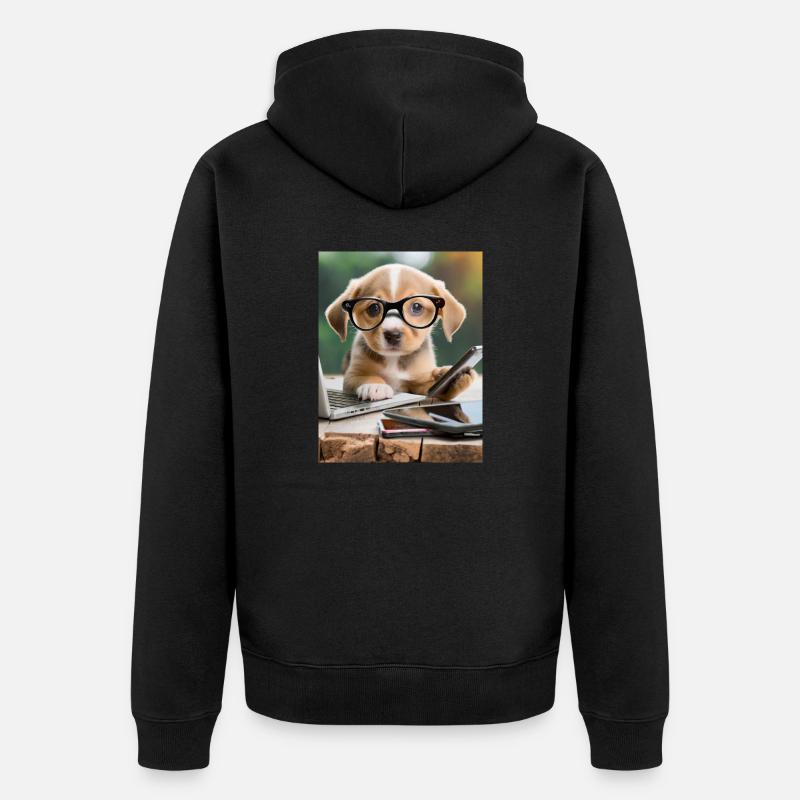 chien à lunettes - Veste à capuche bio Premium Unisexe - noir