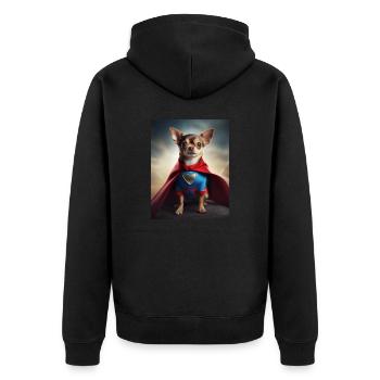 Chihuahua Superhero - Unisex Premium Organic Zip Hoodie - black - Back - Nico (187cm)