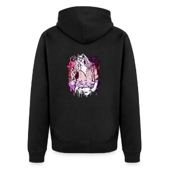 Schöne weibliche Gesichtsbemalung Kunst bunte Frau - Unisex Premium Bio Zip Hoodie - Schwarz - Hinten - Nico (187cm)