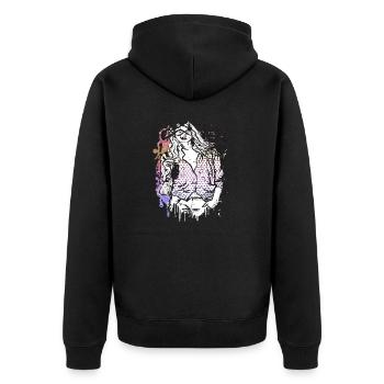 Schöne weibliche Gesichtsbemalung Kunst bunte Frau - Unisex Premium Bio Zip Hoodie - Schwarz - Hinten - Nico (187cm)