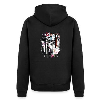 Fashion Cute Retro Style Trendy 90s Funny Vogue - Unisex Premium Organic Zip Hoodie - black - Back - Nico (187cm)