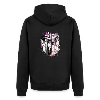 Fashion Cute Retro Style Trendy 90s Funny Vogue - Unisex Premium Organic Zip Hoodie - black - Back - Nico (187cm)