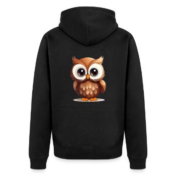 Süße Eule - Unisex Premium Bio Zip Hoodie - Schwarz - Hinten - Nico (187cm)