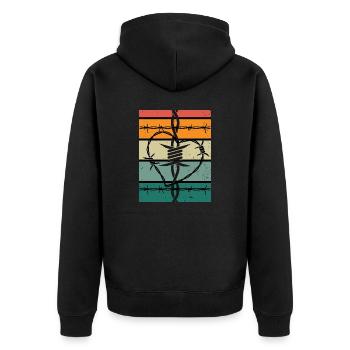 Stchelwire heart - Unisex Premium Organic Zip Hoodie - black - Back - Nico (187cm)