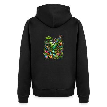 Lush nature - Unisex Premium Organic Zip Hoodie - black - Back - Nico (187cm)