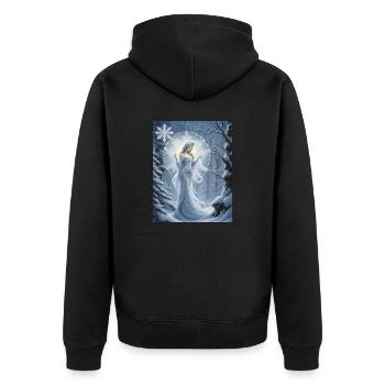 Die drittjüngste Tochter des Winters heißt blue... - Unisex Premium Bio Zip Hoodie - Schwarz - Hinten - Nico (187cm)