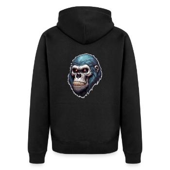 Gorilla Skull / Animal / Wild / Monkey / Primate - Unisex Premium Organic Zip Hoodie - black - Back - Nico (187cm)