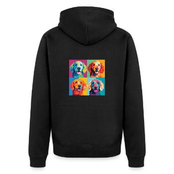 Pop Art Pup Parade: Colorful Dog Grid Tee - Unisex Premium Organic Zip Hoodie - black - Back - Nico (187cm)