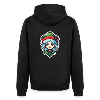 Elf Christmas Illustration - Unisex Premium Organic Zip Hoodie - black - Back - Nico (187cm)