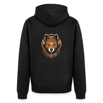 Hyena - Unisex Premium Organic Zip Hoodie - black - Back - Nico (187cm)