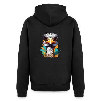 Ostrich - Unisex Premium Organic Zip Hoodie - black - Back - Nico (187cm)