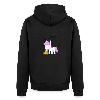 Team Bride Einhorn - Unisex Premium Bio Zip Hoodie - Schwarz - Hinten - Nico (187cm)