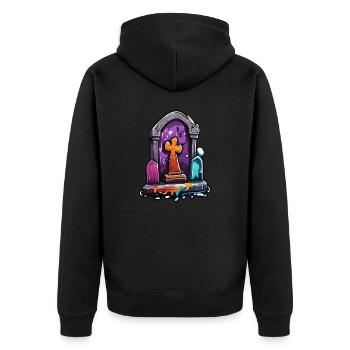 Pierre tombale / Souvenir / Tranquillité / Inoubliable / Mort - Veste à capuche bio Premium Unisexe - noir - Dos - Nico (187cm)
