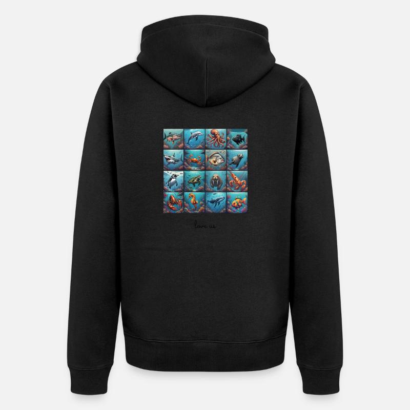 Liebe uns Collage 3 - Unisex Premium Bio Zip Hoodie - Schwarz