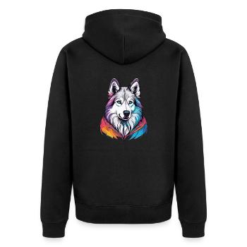 Schlittenhund - Unisex Premium Bio Zip Hoodie - Schwarz - Hinten - Nico (187cm)