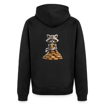 Ich habe 99 Kekse bekommen, weil ein ... Habe einen gegessen - süßer Waschbär - Unisex Premium Bio Zip Hoodie - Schwarz - Hinten - Nico (187cm)