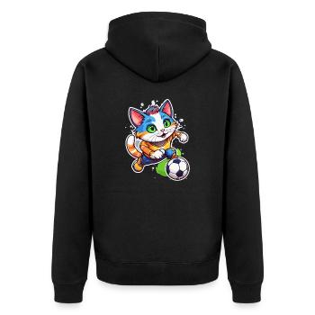Chat de football / Animal / Football / But / Sports - Veste à capuche bio Premium Unisexe - noir - Dos - Nico (187cm)