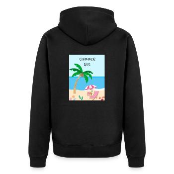 Summer Love - Unisex Premium Bio Zip Hoodie - Schwarz - Hinten - Nico (187cm)