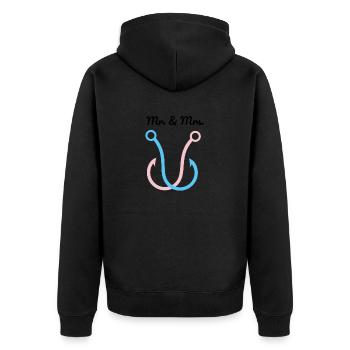 Angelhaken - Unisex Premium Bio Zip Hoodie - Schwarz - Hinten - Nico (187cm)
