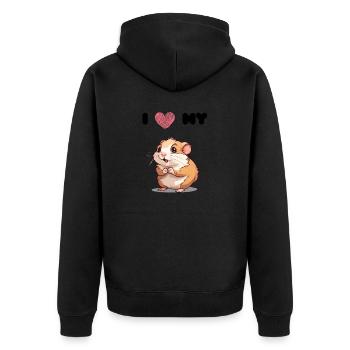 Hamster Love - Hamster mignon - Veste à capuche bio Premium Unisexe - noir - Dos - Nico (187cm)